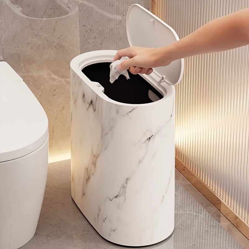 MARBLEX - Elegant Oval Marble-Pattern Waste Bin for Modern Interiors 7