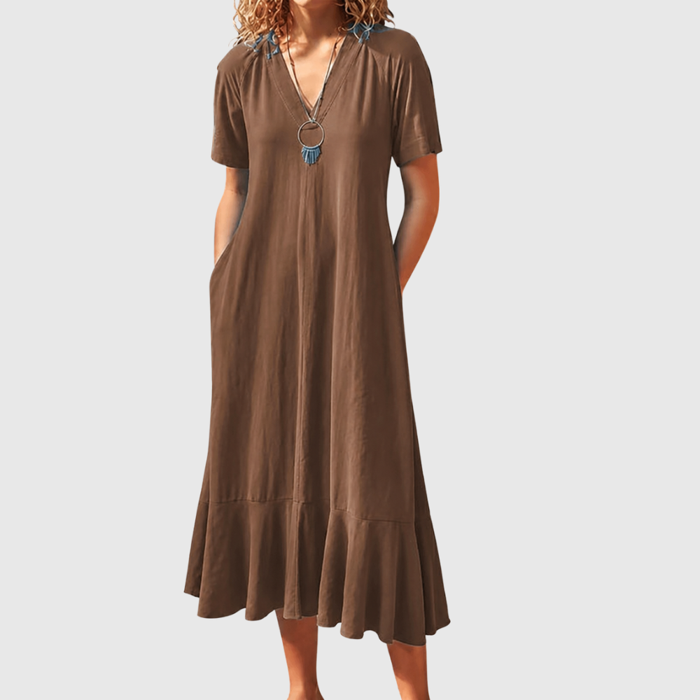 Elegant V Neck A Line Dress