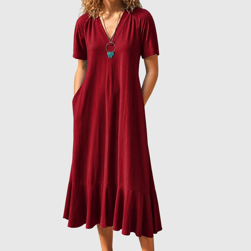 Elegant V Neck A Line Dress