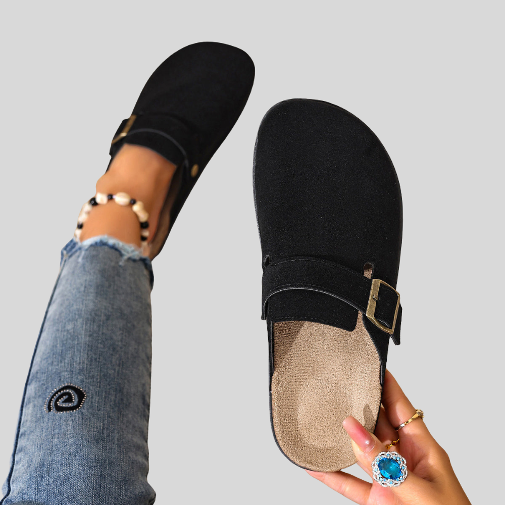 Buckle Comfort Leather Sandals