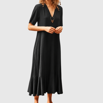 Elegant V Neck A Line Dress