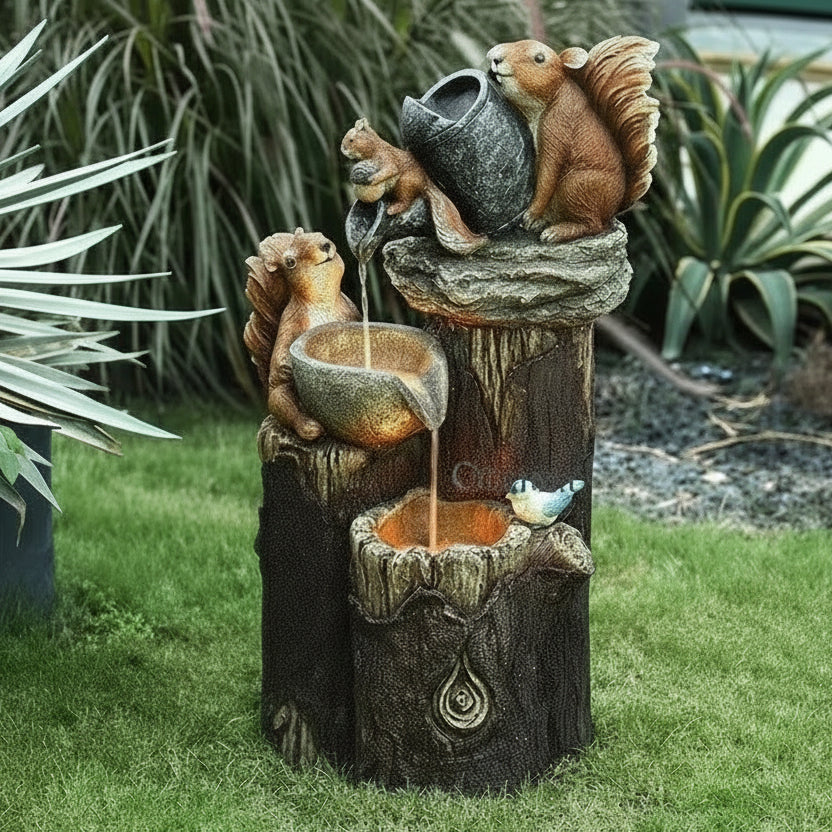 Charming Duck and Squirrel Garden Figurine - Whimsical Outdoor Garden Statue 4