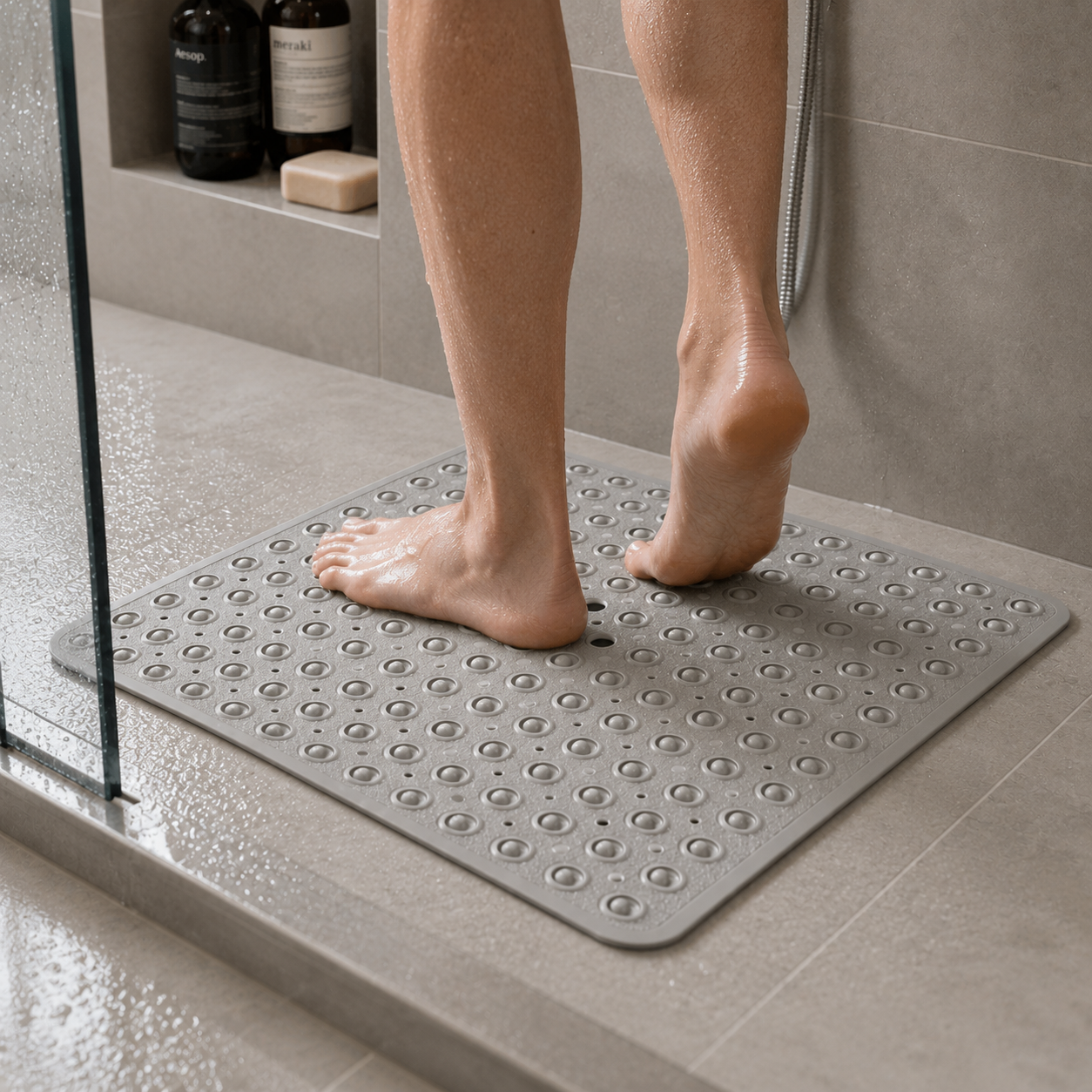 SUCTIONORA – Shower Safety Mat with Large Suction Cups for Stability
