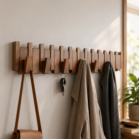 SONATAHOOK – Handcrafted Piano-Style Wall Coat Rack with Folding Hooks