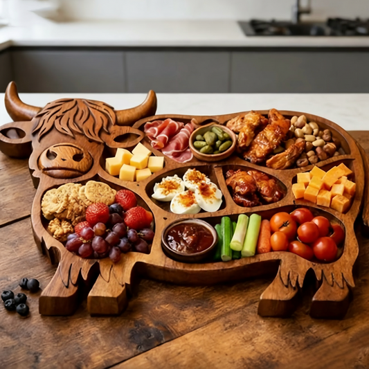 Farmhouse Feast - Handcrafted Cow-Shaped Wooden Charcuterie Board 4