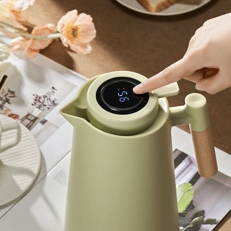 PURETHERMO – Double-Wall Thermal Carafe with Temperature Display and Wooden Handle