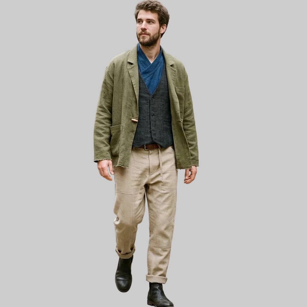 Casual Linen Blend Utility Jacket