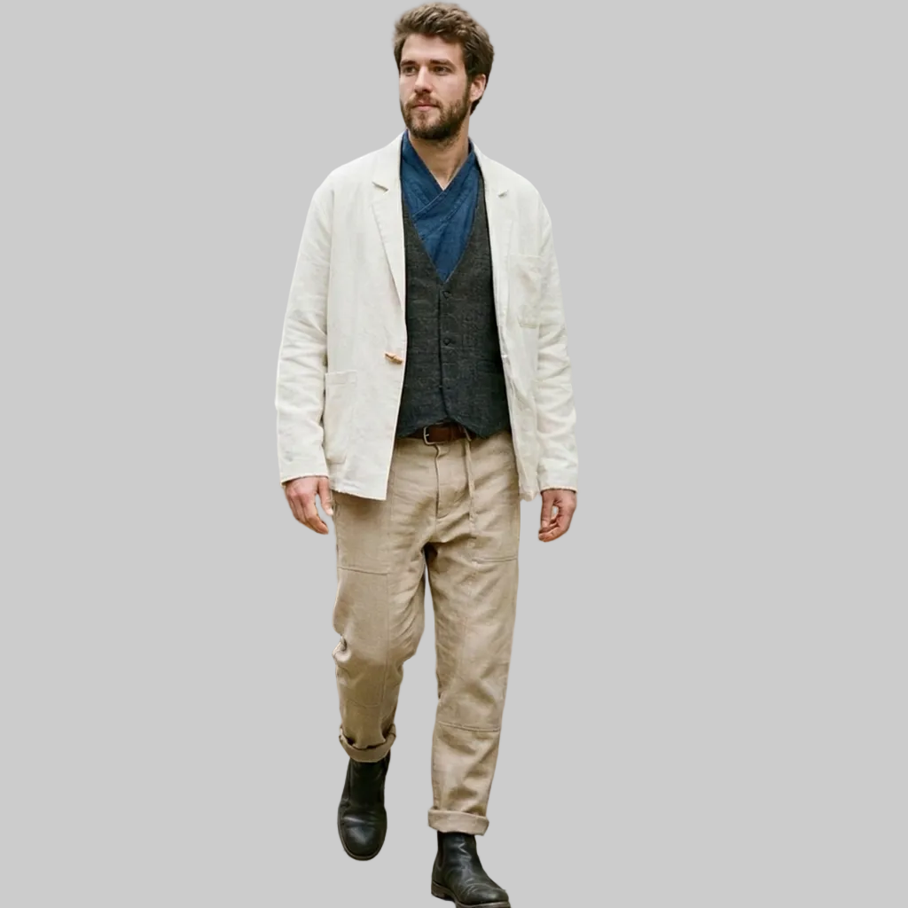 Casual Linen Blend Utility Jacket