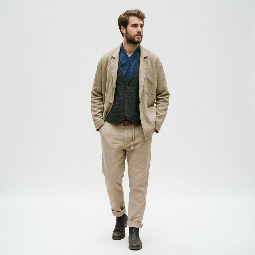 Casual Linen Blend Utility Jacket