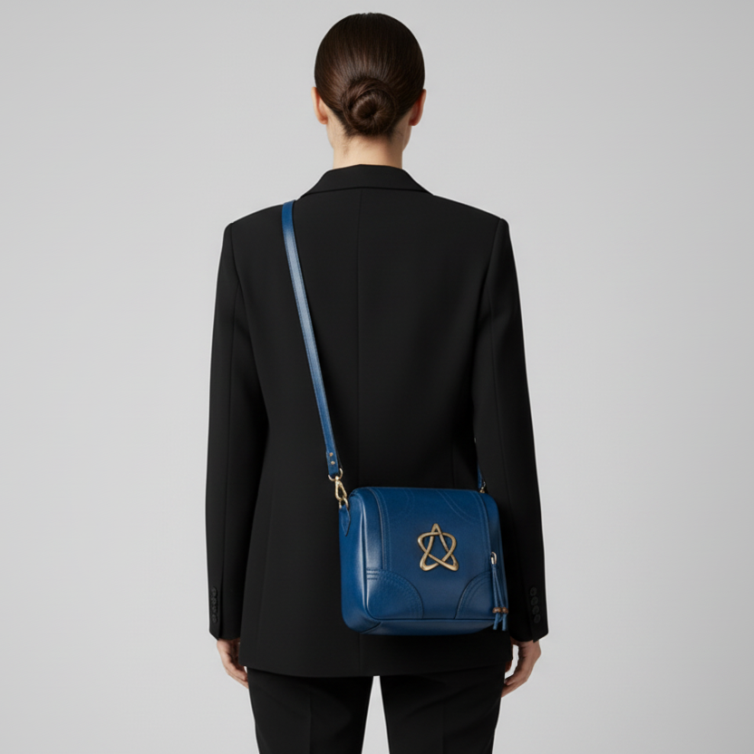 Classic Leather Star Emblem Crossbody Bag