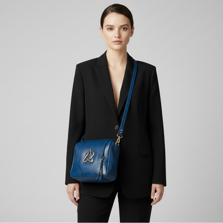 Classic Leather Star Emblem Crossbody Bag