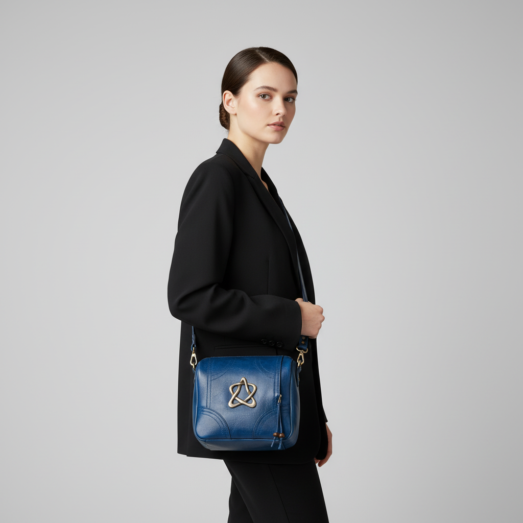 Classic Leather Star Emblem Crossbody Bag