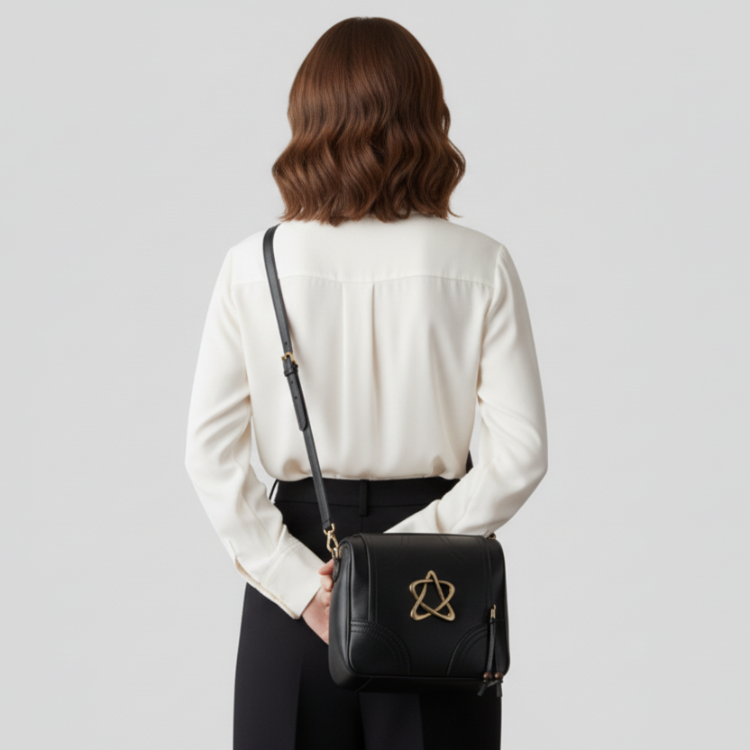 Classic Leather Star Emblem Crossbody Bag