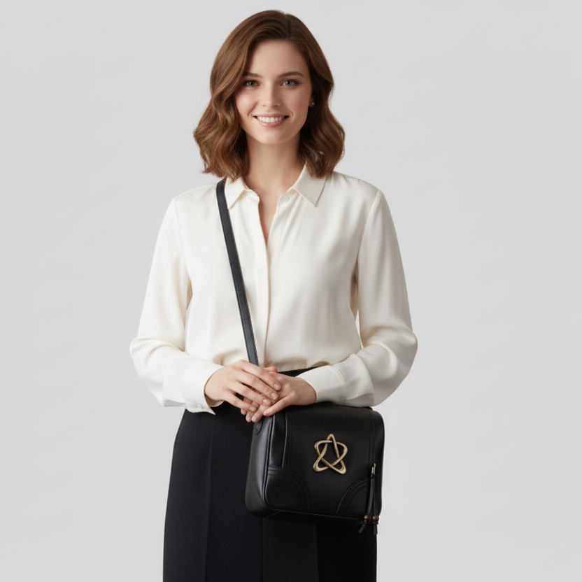 Classic Leather Star Emblem Crossbody Bag