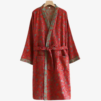 Naturerobe - Organic Cotton Kimono Bathrobe, Reversible Design for Men & Women 6