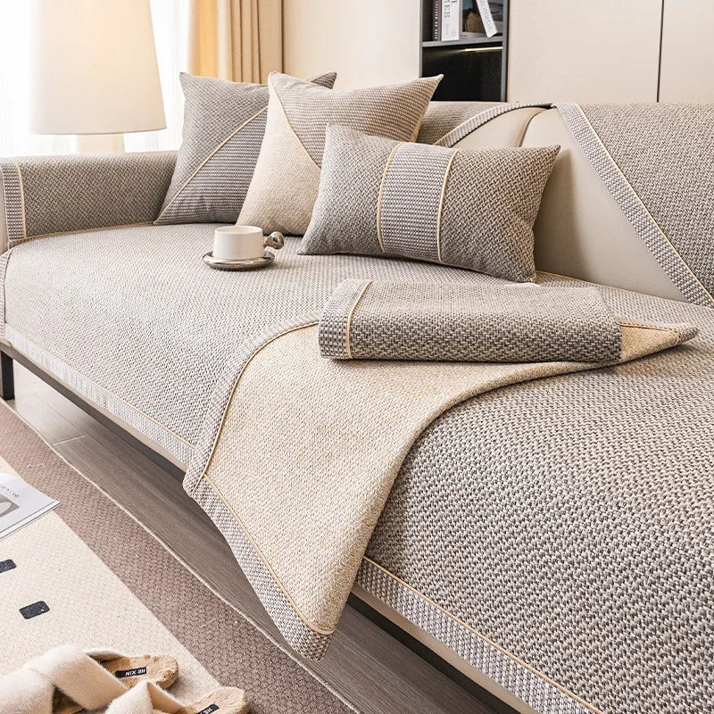 COMFYCOVER – Non-Slip Cotton Linen Sofa Throw Blanket for All-Season Comfort