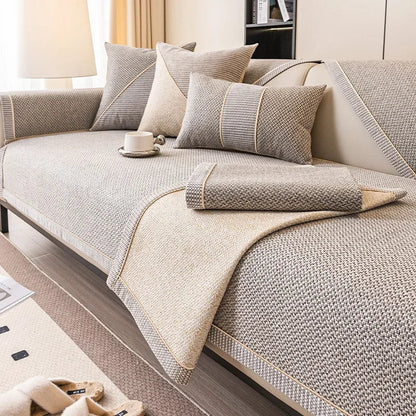 COMFYCOVER – Non-Slip Cotton Linen Sofa Throw Blanket for All-Season Comfort