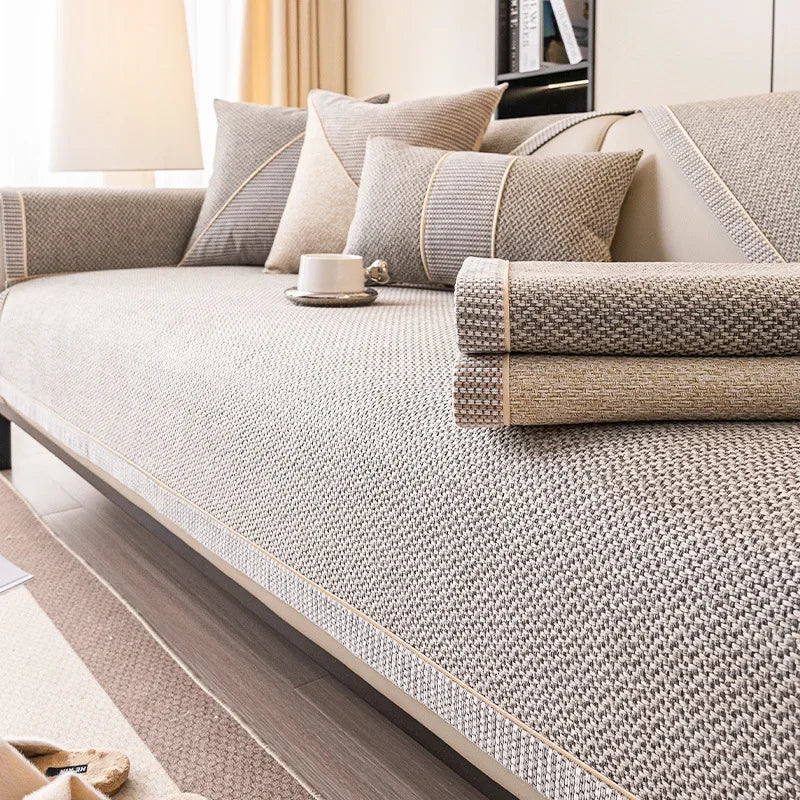 COMFYCOVER – Non-Slip Cotton Linen Sofa Throw Blanket for All-Season Comfort