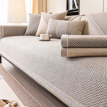 COMFYCOVER – Non-Slip Cotton Linen Sofa Throw Blanket for All-Season Comfort
