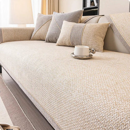 COMFYCOVER – Non-Slip Cotton Linen Sofa Throw Blanket for All-Season Comfort