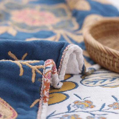 Floravista Reversible Cotton Throw Blanket - Soft Floral Design for Cozy Living