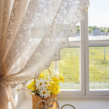 LACEGRACE – French Country Style Lace Curtain with Beaded Phoenix Tail Detail