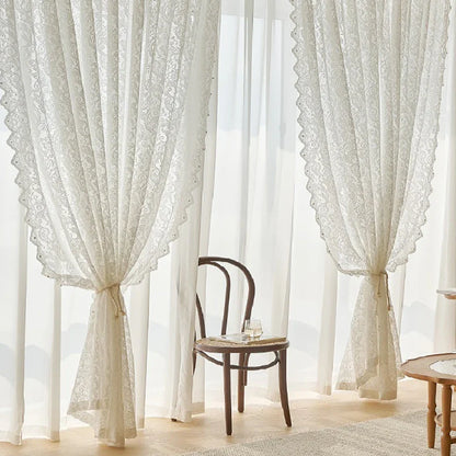 LACEGRACE – French Country Style Lace Curtain with Beaded Phoenix Tail Detail