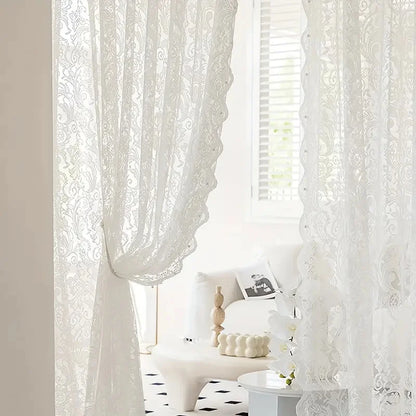 LACEGRACE – French Country Style Lace Curtain with Beaded Phoenix Tail Detail