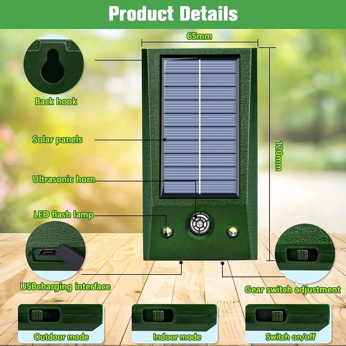 BIRDZONE – Solar Ultrasonic Motion-Detect Bird Repellent
