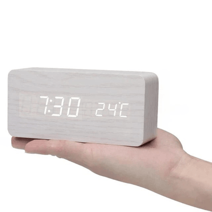 WOODTICK – Digital LED Alarm Clock with Natural Wood Design