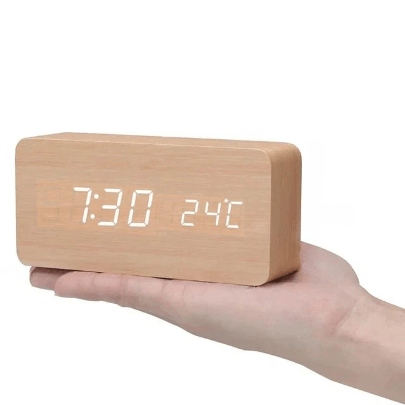 WOODTICK – Digital LED Alarm Clock with Natural Wood Design