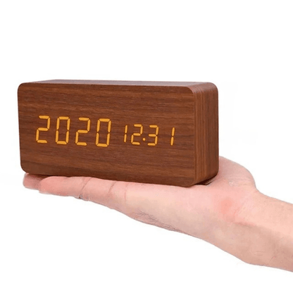 WOODTICK – Digital LED Alarm Clock with Natural Wood Design