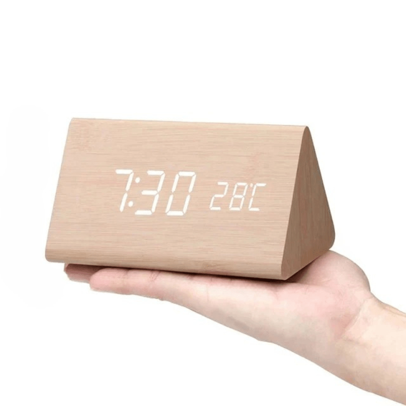 WOODTICK – Digital LED Alarm Clock with Natural Wood Design