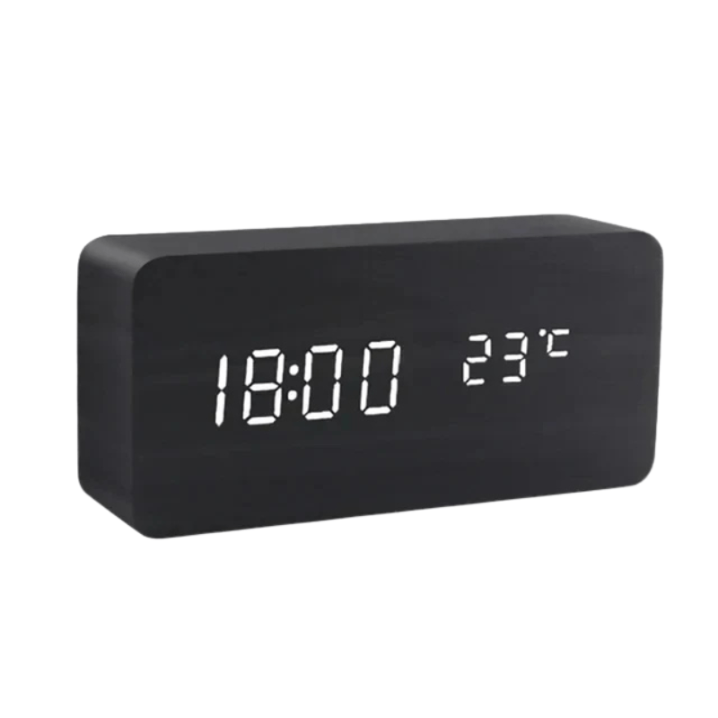 WOODHOUR – LED Wooden Clock with Voice Control for Modern Smart Living