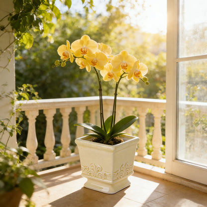 Vintage Ceramic Planter - Square Ceramic Pot with Integrated Drainage for Indoor Plants 3