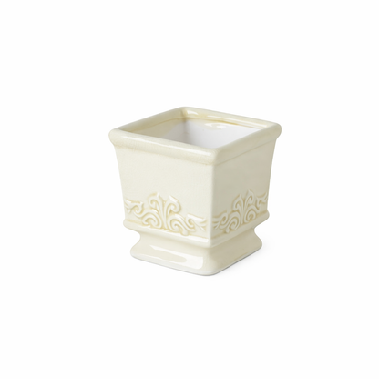Vintage Ceramic Planter - Square Ceramic Pot with Integrated Drainage for Indoor Plants 9