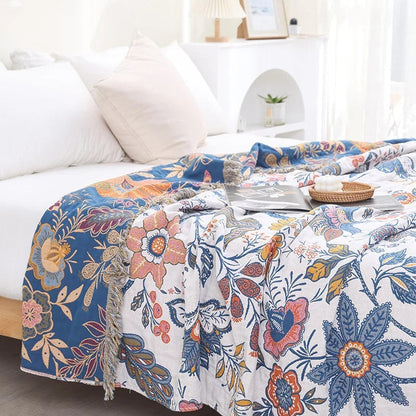 WILDFLORA – Rustic Botanical Blanket for Cozy Living Room Decor